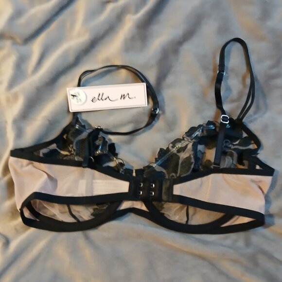 Ella M Women's Sheer Mesh and Black Lace Underwire Bra EUR Size 75 C    NWT - Picture 6 of 6